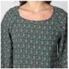 Women's Polyester Printed 3-4th Sleeves Top (Green)