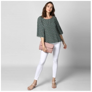 Generic Women's Polyester Printed 3-4th Sleeves Top (Green)