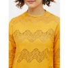Women's Cotton Lace Inserts Long Sleeves Top (Yellow)