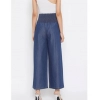 Dropship Women's Denim Solid Smocked Trousers (Navy Blue)