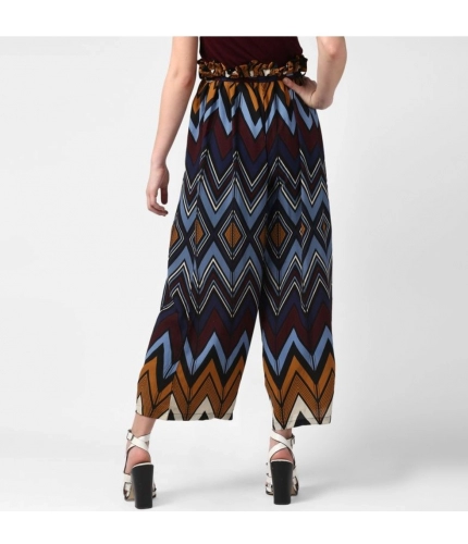 Women's Polyester Chevron Elasticated Trousers (Multicolor)