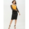 Women's Rayon Lace Inserts Long Sleeves Top (Yellow)