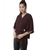 Women's Polyester Solid Cape Sleeve Top (Maroon)