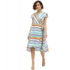 Dropship Women's Satin Striped Short Sleeve Knee-Length Dress (Multicolor)