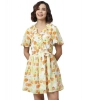 Dropship Women's Polyester Printed Flutter Above Knee Dress (Yellow - Orange)