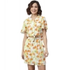 Dropship Women's Polyester Printed Flutter Above Knee Dress (Orange - Yellow)