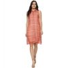 Dropship Women's Polyester Printed Sleeveless Above Knee Dress (Orange)