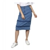 Dropship Women's Denim Washed Buttoned Skirt (Blue)