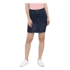 Dropship Women's Denim Stitching Pattern Buttoned Skirt (Blue)