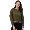Women's Fleece Solid Long Sleeves Sweatshirt (Olive)