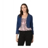 Women's Denim Ruffled Long Sleeves Shrug (Navy Blue) Women's Denim Ruffled Long Sleeves Shrug (Navy Blue)