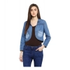 Women's Denim Smocking 3-4th Sleeves Shrug (Blue) Women's Denim Smocking 3-4th Sleeves Shrug (Blue)