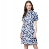 Dropship Women's Polyester Floral Short Sleeve Above Knee Dress (Blue - White)