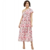 Dropship Women's Polyester Floral One Shoulder Calf-length Dress (Multicolor)