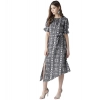 Dropship Women's Polyester Animal Print Short Sleeve Knee-Length Dress (Black - White)