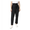 Dropship Women's Polyester Checkered Elasticated Trousers (Black - White)