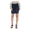Dropship Women's Denim Distressed Buttoned Skirt (Blue)