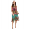 Dropship Women's Polyester Floral Sleeveless Below Knee Dress (Multicolor)