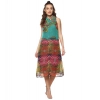 Dropship Women's Polyester Floral Sleeveless Below Knee Dress (Multicolor)