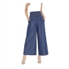 Dropship Women's Denim Solid Smocked Trousers (Navy Blue)