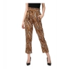 Dropship Women's Polyester Animal Print Elasticated Trousers (Orange - Black)