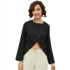 Women's Polyester Asymmetrical Long Sleeves Top (Black)
