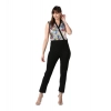 Dropship Women's Polyester Embellished Sleeveless Jumpsuit (Black)