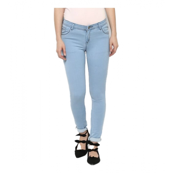 Dropship Women's Denim Distressed Buttoned Jeans (Blue)