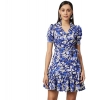 Dropship Women's Polyester Floral Short Sleeve Above Knee Dress (Blue - Purple)