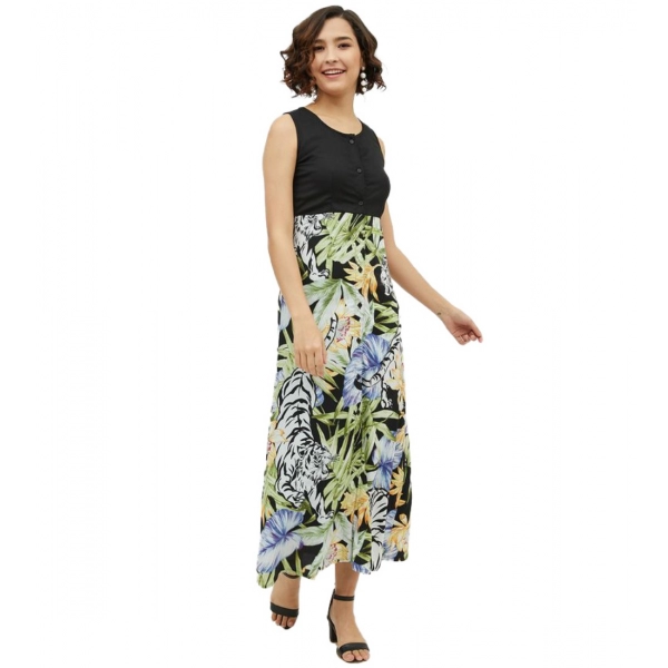 Dropship Women's Rayon Floral Sleeveless Calf-length Dress (Multicolor)
