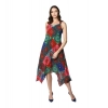 Dropship Women's Polyester Asymmetrical Shoulder Straps Knee-Length Dress (Multicolor)