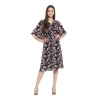 Dropship Women's Polyester Floral Short Sleeve Knee-Length Dress (Black - Multicolor)