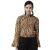 Women's Polyester Printed Bell Sleeve Top (Orange - Black) Women's Polyester Printed Bell Sleeve Top (Orange - Black)