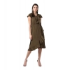 Dropship Women's Polyester Ruffled Cap Sleeve Knee-Length Dress (Olive)