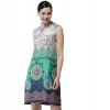 Dropship Women's Polyester Printed Sleeveless Above Knee Dress (Multicolor)