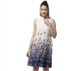 Dropship Women's Polyester Floral Sleeveless Above Knee Dress (Cream)