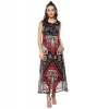 Dropship Women's Polyester Printed Sleeveless Dress (Red - Black)
