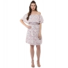 Dropship Women's Rayon Floral Half Sleeve Above Knee Dress (Multicolor)