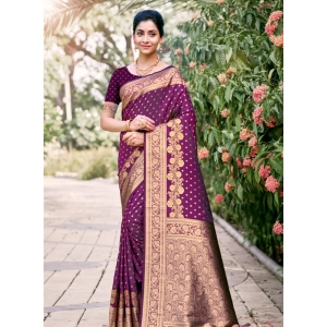 Generic Women's Silk Woven Design Saree With Unstitched Blouse 5.5Mtr (Burgundy)