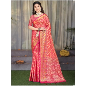 Generic Women's Silk Woven Design Saree With Unstitched Blouse 5.5Mtr (Pink)