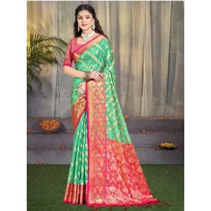 Generic Women's Silk Woven Design Saree With Unstitched Blouse 5.5Mtr (Green)