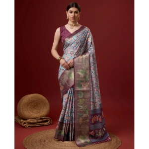 Generic Women's Cotton Printed Saree With Unstitched Blouse 5.5Mtr (Multicolor)