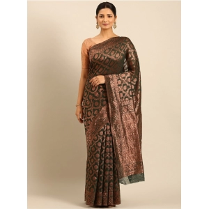 Generic Women's Cotton Woven Design Saree With Unstitched Blouse 5.5Mtr (Green)