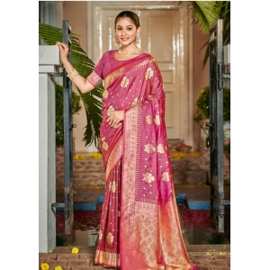 Generic Women's Silk Woven Design Saree With Unstitched Blouse 5.5Mtr (Pink)