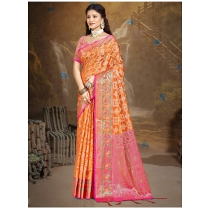 Generic Women's Silk Woven Design Saree With Unstitched Blouse 5.5Mtr (Multicolor)