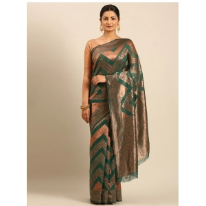 Generic Women's Cotton Woven Design Saree With Unstitched Blouse 5.5Mtr (Green)