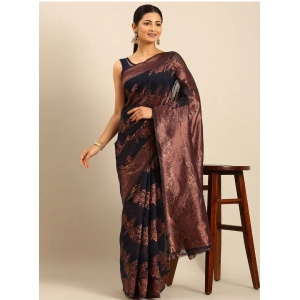 Generic Women's Cotton Woven Design Saree With Unstitched Blouse 5.5Mtr (Black)