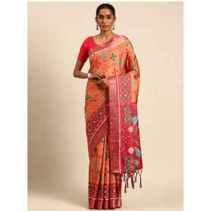 Generic Women's Cotton Printed Saree With Unstitched Blouse 5.5Mtr (Multicolor)