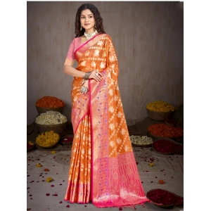 Generic Women's Silk Woven Design Saree With Unstitched Blouse 5.5Mtr (Multicolor)