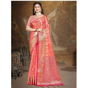 Generic Women's Silk Woven Design Saree With Unstitched Blouse 5.5Mtr (Pink)